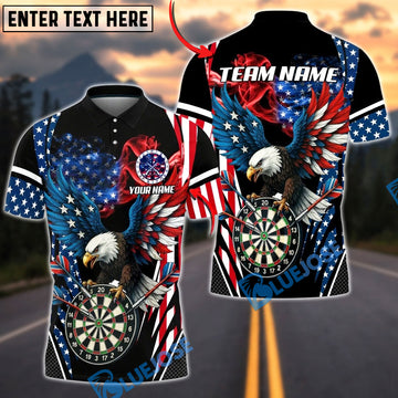 BlueJose Darts American Eagle Smoke Flag Pattern Personalized Name Shirt