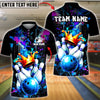 BlueJose Bowling & Pins Crown Pins Graffiti Splash Art Customized Name, Team Name 3D Shirt (6 Colors)