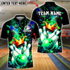 BlueJose Bowling & Pins Crown Pins Graffiti Splash Art Customized Name, Team Name 3D Shirt (6 Colors)