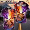 BlueJose Darts Fire & Ice Dual Wolves Dartboard Fantasy Multicolor Options Personalized Name Shirt (4 Colors)