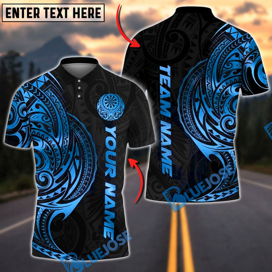 BlueJose Darts Gold Tribal Tattoo Dartboard Personalized Name, Team Name Unisex Shirt (6 Colors)