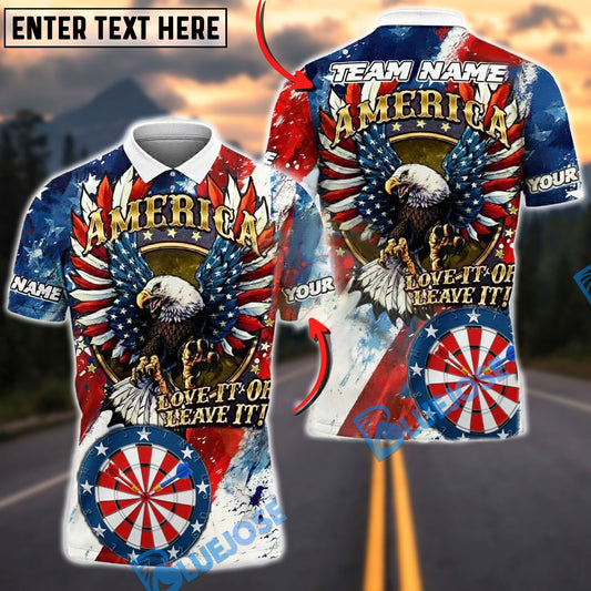 BlueJose Darts American Eagle with USA Flag Dartboard Stars Personalized Name Shirt