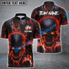 BlueJose Bowling And Pins Flame Skull Multicolor Customized Name 3D Shirt (4 Colors)