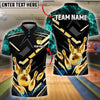 BlueJose Bowling And Pins Smoke Premium Gold Pattern Customized Name, Team Name 3D Shirt (4 Colors)