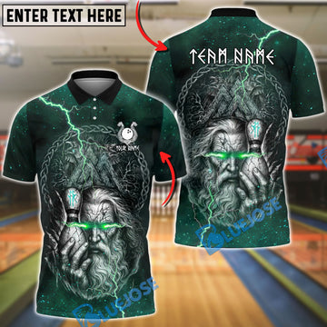BlueJose Bowling Odin Rune Lightning Graphic Customized Name, Team Name 3D Shirt (4 Colors)