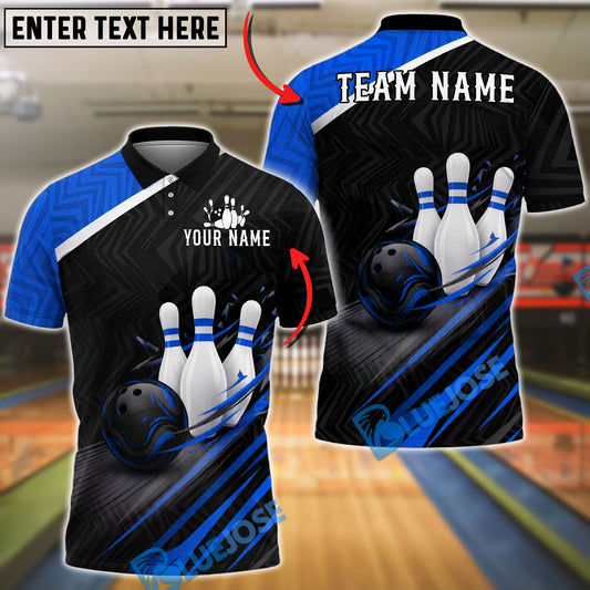 BlueJose Bowling And Pins Apex Pro-Series Customized Name, Team Name 3D Shirt (4 Colors)