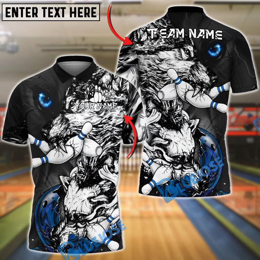 BlueJose Bowling And Pins Wolf Strike Beast Customized Name, Team Name 3D Shirt (4 Colors)