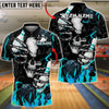 BlueJose Bowling And Pins Flaming Skull Crack Graphic Customized Name, Team Name 3D Shirt (4 Colors)