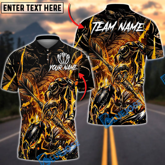 BlueJose Darts Fire Scorpion Warrior Personalized Name, Team Name Unisex Shirt (4 Colors)