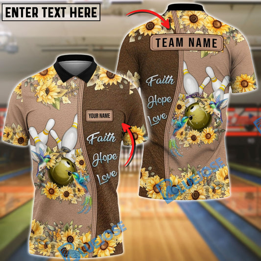BlueJose Bowling & Pins Hummingbird Faith Hope Love Customized Name, Team Name 3D Shirt (4 Colors)