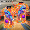 BlueJose Bowling And Pins Deep Sea Shark Neon Style Customized Name, Team Name 3D Shirt (4 Colors)