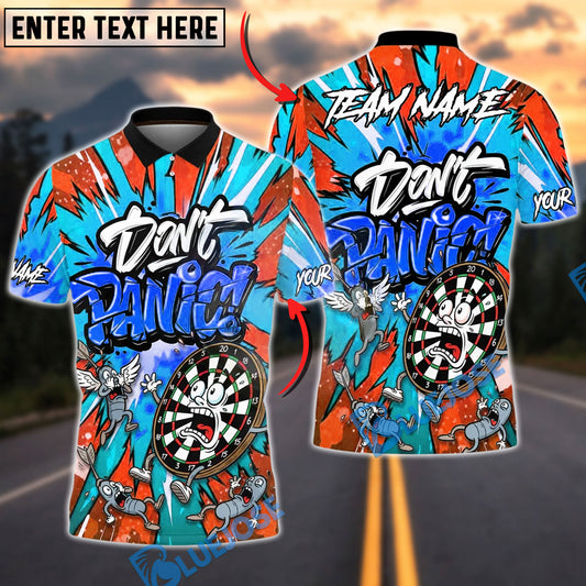 BlueJose Darts Don’t Panic Graffiti Art Funny Dartboard Customized Name, Team Name 3D Shirt (4 Colors)
