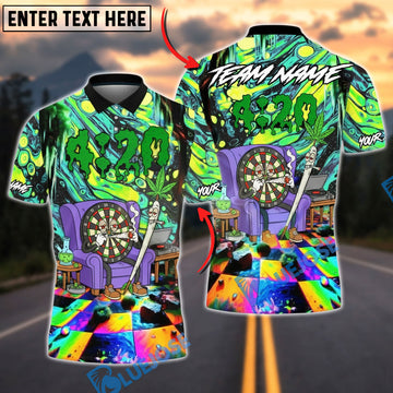 BlueJose Darts 420 Vibe Trippy Chill Customized Name, Team Name 3D Shirt (4 Colors)