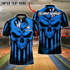 BlueJose Bowling And Pins Grim Skull Drip Art Customized Name, Team Name 3D Shirt (4 Colors)