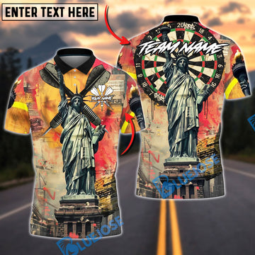 BlueJose Darts Liberty Urban Art Dartboard Customized Name, Team Name 3D Shirt (4 Colors)