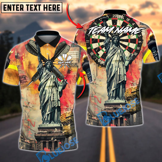 BlueJose Darts Liberty Urban Art Dartboard Customized Name, Team Name 3D Shirt (4 Colors)