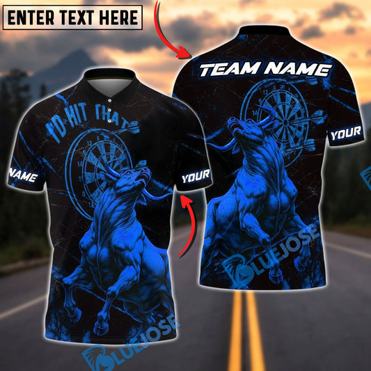 BlueJose Darts Bull I'd Hit That Design Personalized Name, Team Name Unisex Shirt (4 Colors)
