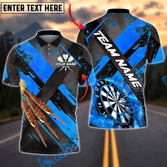 BlueJose Darts Modern Strike Pattern Lightning Board Customized Name, Team Name 3D Shirt (4 Colors)