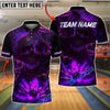 BlueJose Bowling And Pins Evil Snake Skull Smoke Design Customized Name, Team Name 3D Shirt (4 Colors)
