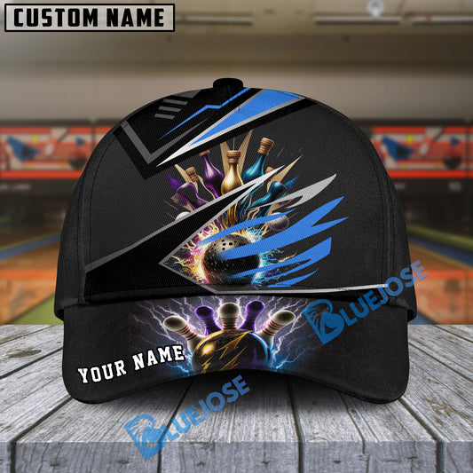 BlueJoses Bowling And Pins Premium Multicolor Personalized Name Cap