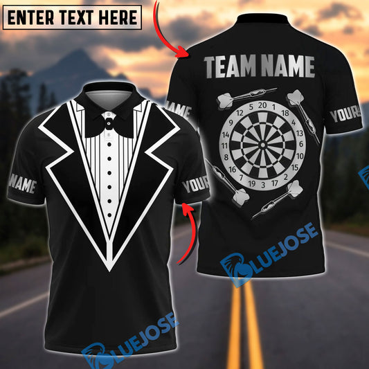 BlueJose Darts Tuxedo Triple Dartboard Black Personalized Name Shirt