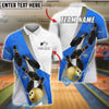 BlueJose Bowling And Pins Elegant Strike Gold Ball & Black Pins Design Customized Name 3D Shirt (4 Colors)