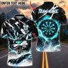 BlueJose Darts Neon Thunder Wolf Strike Design Personalized Name, Team Name Unisex Shirt (4 Colors)