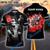BlueJose Darts Fiery Lady Skull Art Personalized Name Team Name Shirt (4 colors)