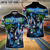 BlueJose Bowling Cartoon Screaming Pins Street Art Customized Name 3D Shirt (4 Colors)