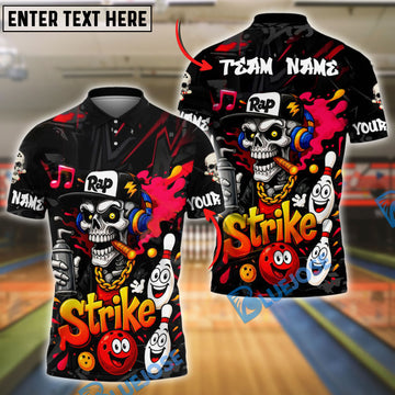 BlueJose Bowling Rap Skull Graffiti Strike Style Customized Name 3D Shirt (4 Colors)