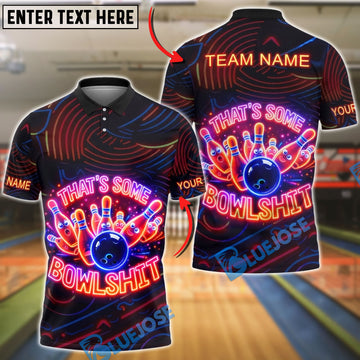 BlueJose Bowling That’s Some Bowlshit Funny Humor Neon Personalized Name, Team Name 3D Shirt