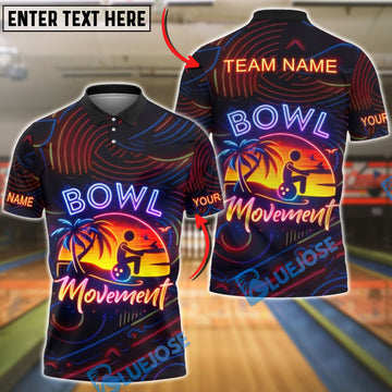 BlueJose Bowling Sunset Beach Bowler Retro Neon Art Personalized Name, Team Name 3D Shirt