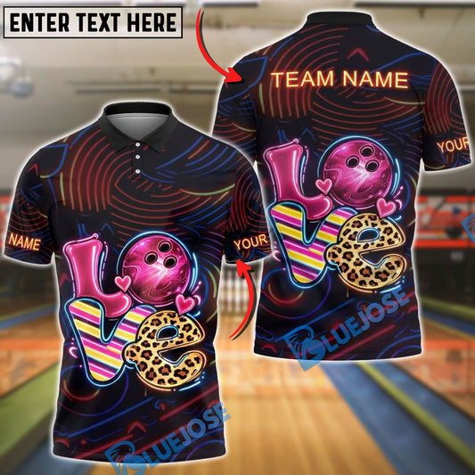 BlueJose Bowling Love Bowling Ball Leopard Pattern Personalized Name, Team Name 3D Shirt