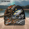 BlueJose Fishing Skull Angler Orange Camo Personalized Name Classic 3D Cap (13 Breeds)