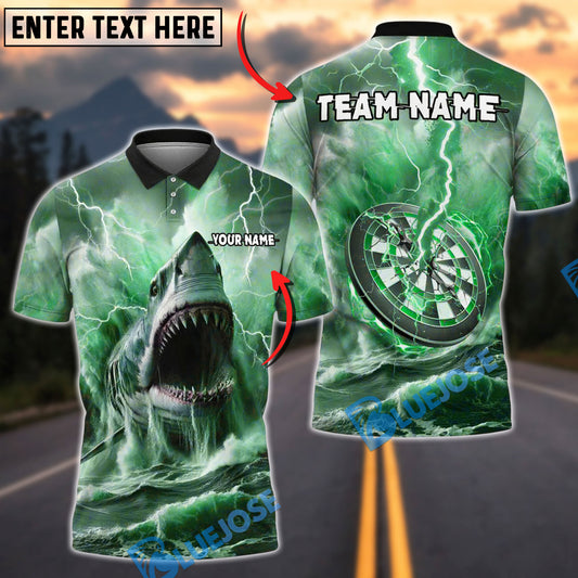 BlueJose Darts Shark and Lightning Customized Name, Team Name 3D Shirt (4 Colors)