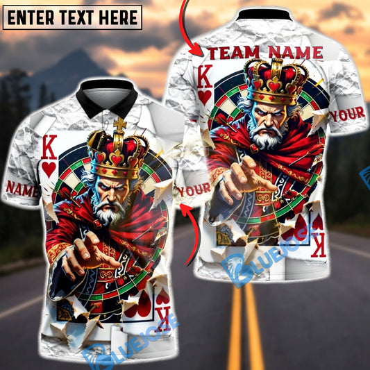 BlueJose Darts King of Hearts Royal Playing Card Personalized Name Shirt