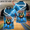 BlueJose Bowling & Pins King Crown Fire Lightning Customized Name, Team Name 3D Shirt (4 Colors)