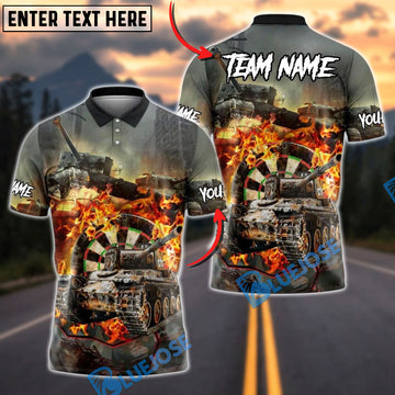 BlueJose Darts Battle Tank Customized Name, Team Name 3D Shirt (4 Colors)