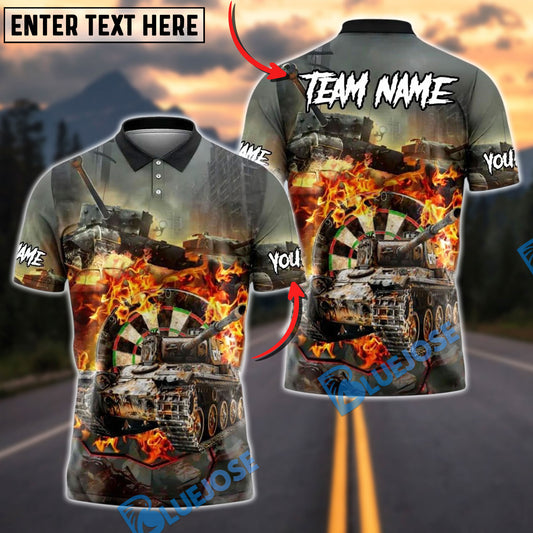 BlueJose Darts Battle Tank Customized Name, Team Name 3D Shirt (4 Colors)