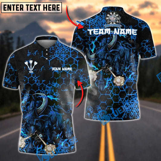 BlueJose Darts Inferno Bull Customized Name, Team Name 3D Shirt (4 Colors)