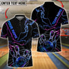 BlueJose Bowling & Pins Neon Thunder Lightning Customized Name, Team Name 3D Shirt (4 Colors)