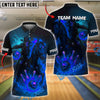 BlueJose Bowling And Pins Fiery Cowboy Skeleton Ghost Rider Style Customized Name 3D Shirt (4 Colors)