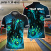 BlueJose Bowling And Pins Fiery Cowboy Skeleton Ghost Rider Style Customized Name 3D Shirt (4 Colors)