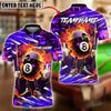 BlueJose Billiards 8 Ball Street Style Flaming Personalized Name, Team Name Unisex Shirt (4 Colors)
