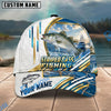 BlueJose Fishing White Hexagon Gold Line Offshore Boat Personalized Name Classic 3D Cap Personalized Cap (13 Breeds)
