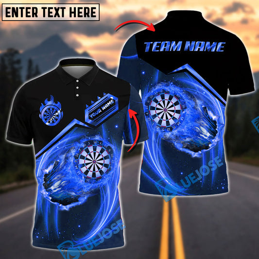 BlueJose Darts Golden Dartborad Flame Customized Name, Team Name 3D Shirt (4 Colors)