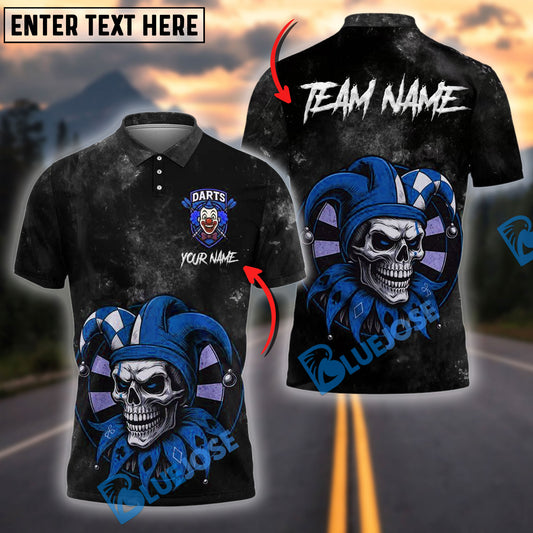 BlueJose Darts Joker Skull Master Personalized Name, Team Name Shirt (4 Colors)