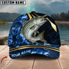 BlueJose Fishing Blue Ocean Wave & Gold Geometric Personalized Cap (12 Breeds)