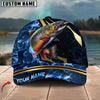 BlueJose Fishing Blue Ocean Wave & Gold Geometric Personalized Cap (12 Breeds)