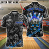 BlueJose Bowling And Pins Burning Skull Customized Name, Team Name 3D Shirt (4 Colors)